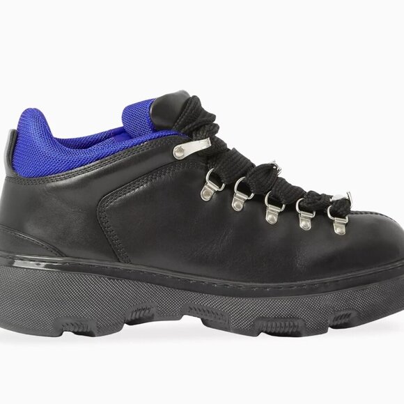 BURBERRY Men's "Trek" Black Leather Hiking Walking Boots Black, many sizes - Picture 11 of 14